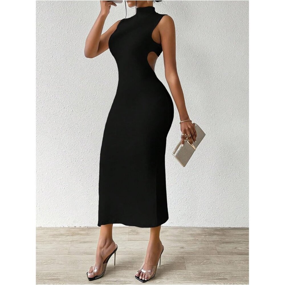 Women's Backless Maxi Dress Summer Bodycon Night Out Open Back Sexy - Picture 4 of 6